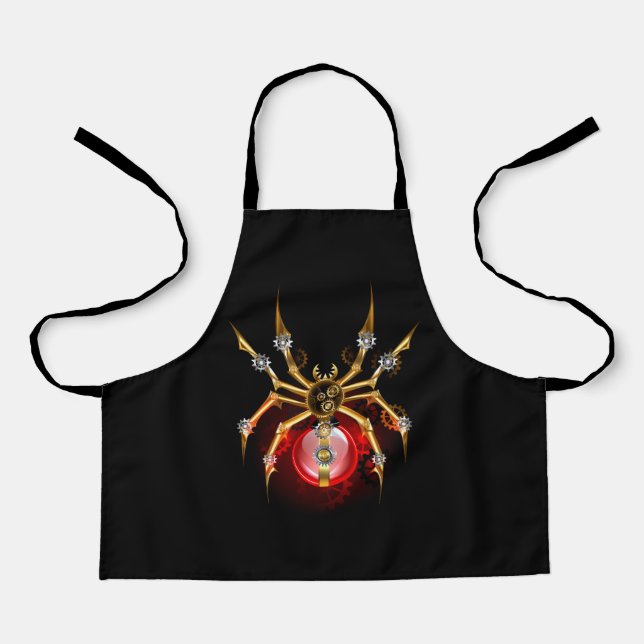 Delantal Steampunk spider on black (Anverso)