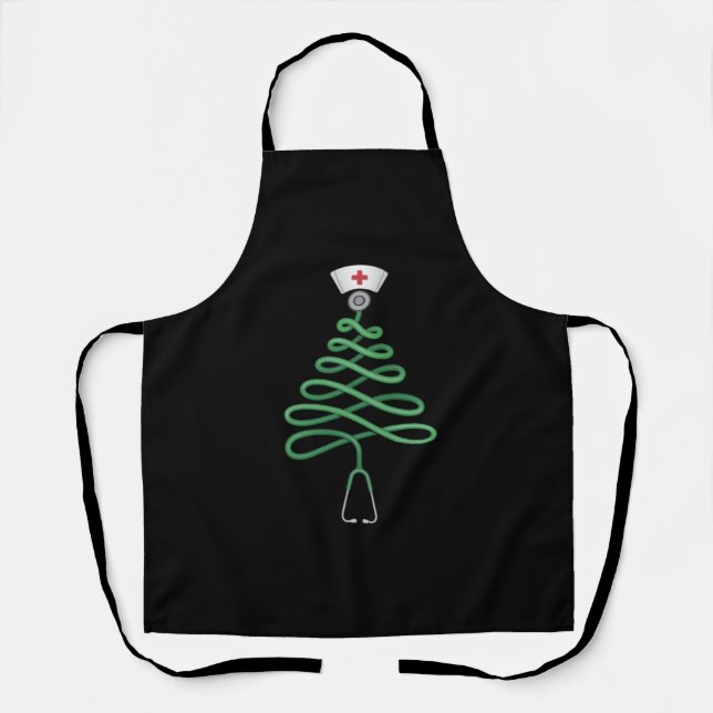 Delantal Stethoscope Árbol de Navidad Enfermera Bata de Nav (Anverso)
