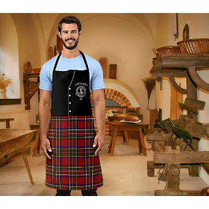 Delantal Stewart Clan Badge & Tartan Kilt Apron
