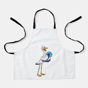 Delantal Stork como músico con ambourine