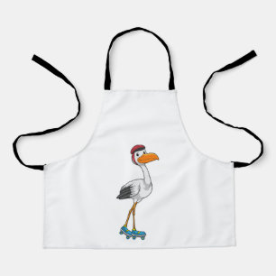 Delantal Stork como patinador en línea con patines de patin