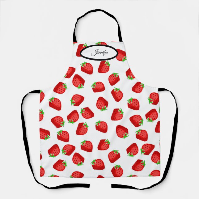 Delantal Strawberries Plump Fresh Red Sweet Personalized (Anverso)