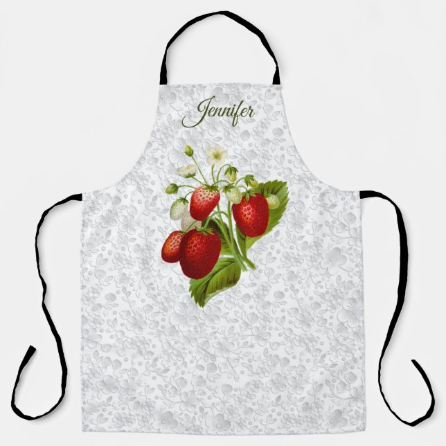 Delantal Strawberry Personalized Lace Look Kitchen Apron (Anverso)