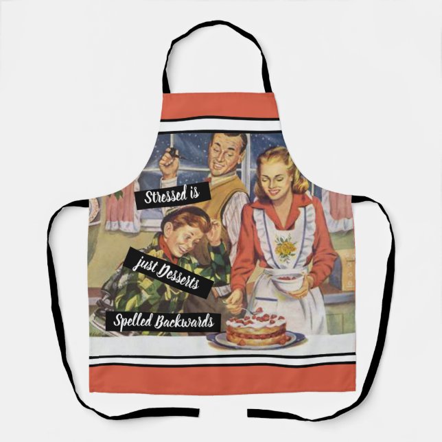 Delantal Stressed es Desserts deletreado al revés Vintage (Anverso)