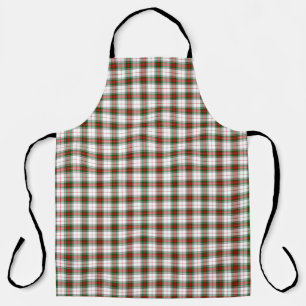Delantal Stuart / Stewart tartan blanco rojo platillo verde