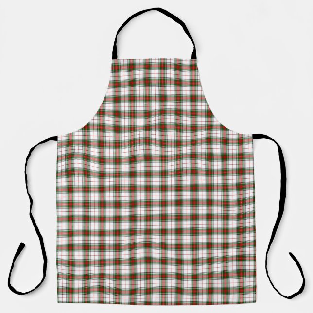 Delantal Stuart / Stewart tartan blanco rojo platillo verde (Anverso)