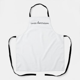 Delantal Stylish Modern Minimalist White Script Monogram