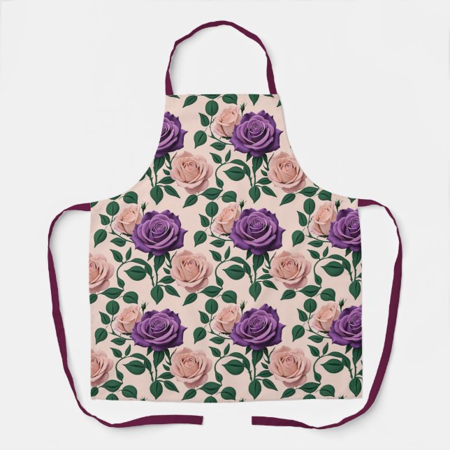 Delantal Stylized Purple Roses With Green Accents (Anverso)