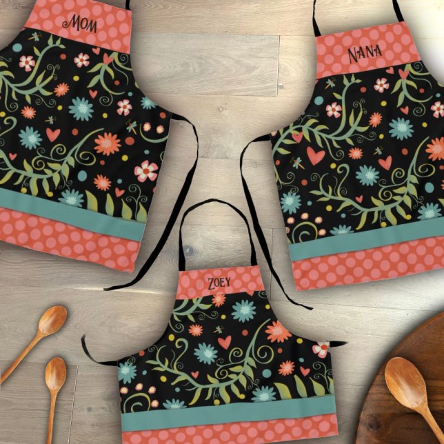 Delantal Su Nombre Flores Elegantes Inespirituosas De Punto (Available in the Inspirivity Apron Collection)