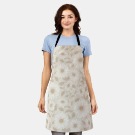 Delantal Suave patrón floral de girasol crema neutral