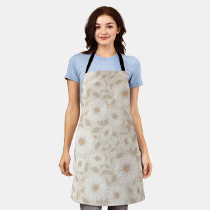 Delantal Suave patrón floral de girasol crema neutral