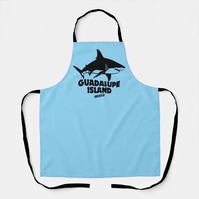 Delantal Submarinismo con isla Guadalupe de tiburones (Anverso)