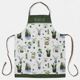 Delantal Suculentas personalizadas y patrón de planta en ma