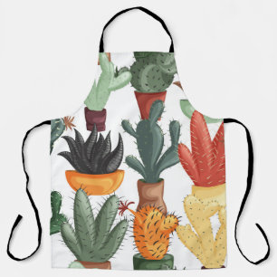 Delantal Suculentos, cactús: lindo patrón floral.