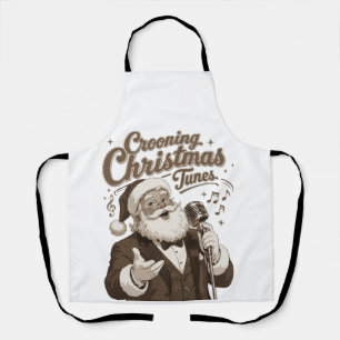 Delantal Sudadera vintage de Santa Crooner de Navidad