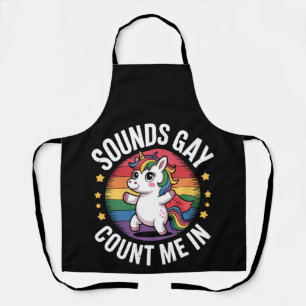 Delantal Suena Gay Cuenta Conmigo Arcoíris Unicornio Orgull