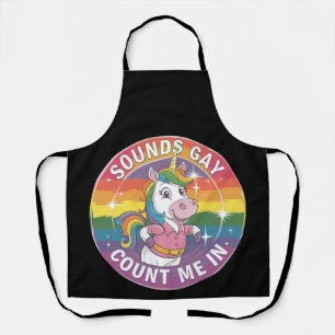 Delantal Suena Gay Me Cuenta En Unicorn Rainbow LGBTQ
