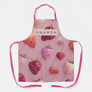 Delantal Sueño de Fresa con Brillo Personalizado Reluciente
