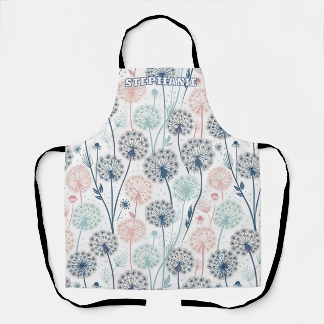 Delantal Sueños Pastel Dandelion - Floral capilar (Anverso)