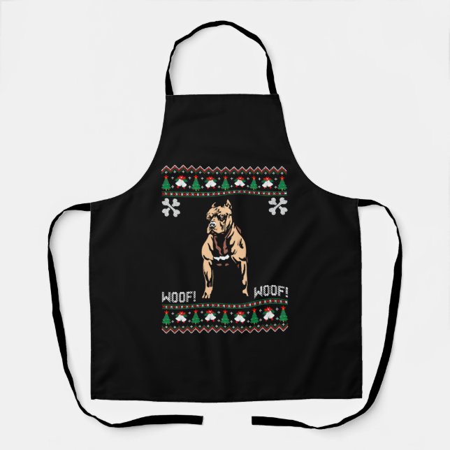Delantal Suéter de Pitbull Ugly Navidades (Anverso)