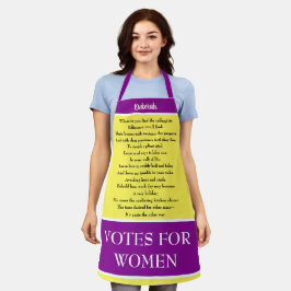Delantal Suffragette vota por poema de libro de cocina para