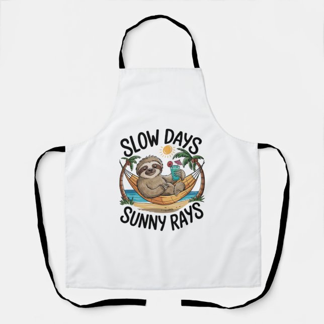Delantal Summer Vibes Sloth Funny Lazy Float (Anverso)