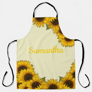 Delantal Sunflower acuarela personalizada