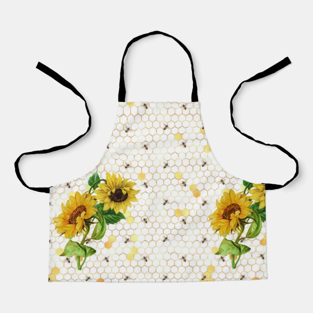 Delantal Sunflower Bee Hive Honeycomb Golden Honey Apron (Anverso)