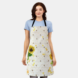 Delantal Sunflower Bee Hive Honeycomb Golden Honey Apron