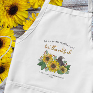 Delantal Sunflower y la familia del Día de Acción de Gracia