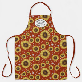 Delantal Sunflowers Red Rustic Farm House Kitchen Name