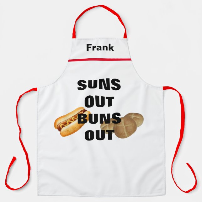 Delantal Suns Out Buns Out Apron - Nombre personalizado Gra (Anverso)