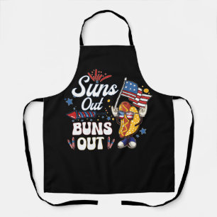 Delantal Suns Out Buns Out Funny Hot Dog Patriotic USA 4th