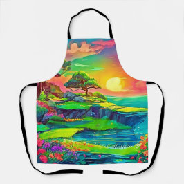 Delantal Sunset Cliff Paradise Art