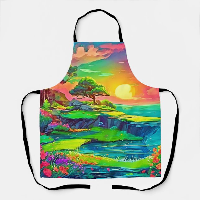 Delantal Sunset Cliff Paradise Art (Anverso)