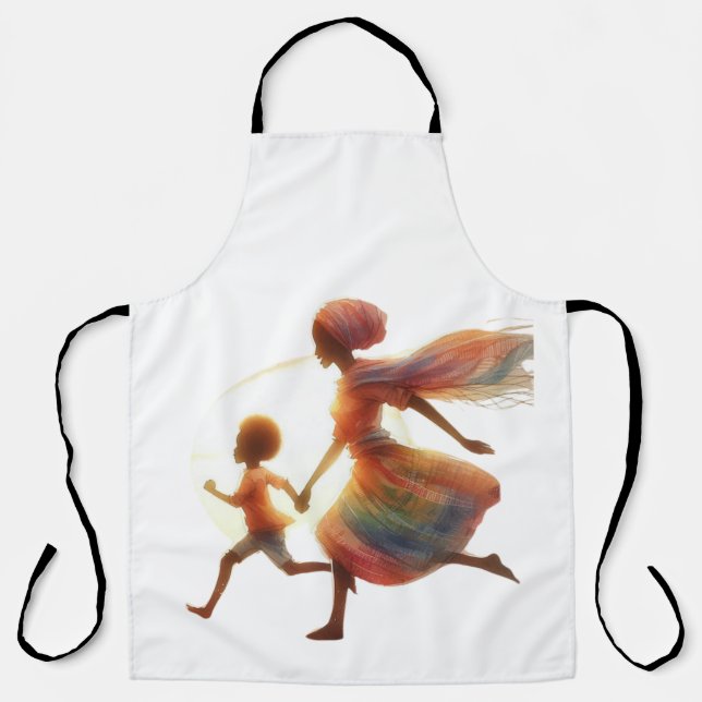 Delantal Sunset Mom & Child Art – Mother's Day Gift (Anverso)