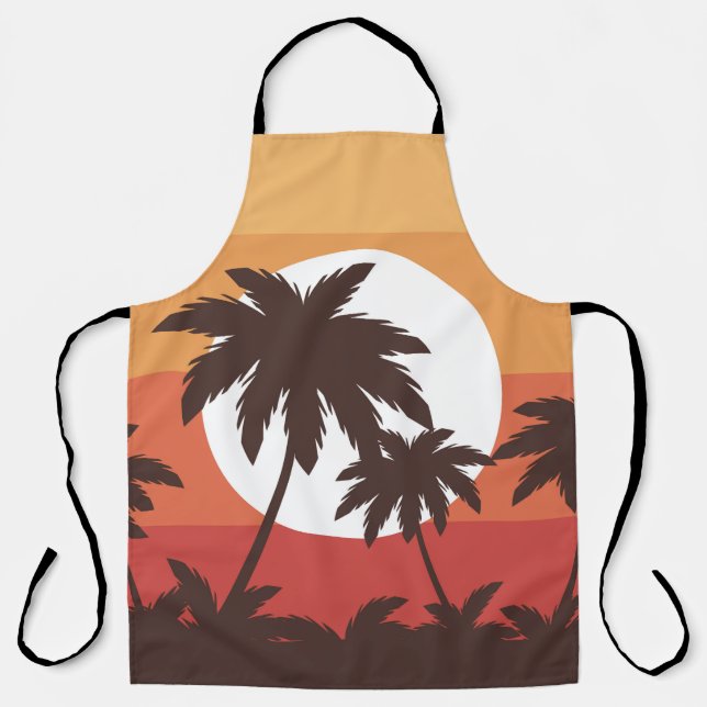Delantal Sunset Tropical Palm Beach Vintage (Anverso)