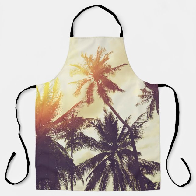 Delantal Sunset tropical: Palm Silhouette Vintage (Anverso)