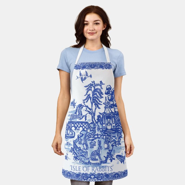 Delantal Suntuosa isla salvaje azul de conejos, diversión a (Gastado)