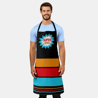Delantal SUPER DAD Hero Tema amarillo Rojo Azul Negro