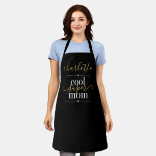 Delantal Super Mamá Personalizada Genial Negra y Dorada