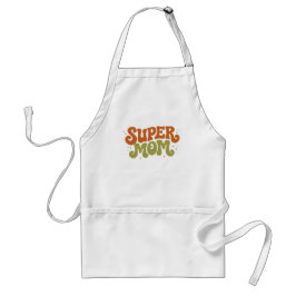 Delantal SUPER MAMÁ Tipografía Retro Divertida y Groovy