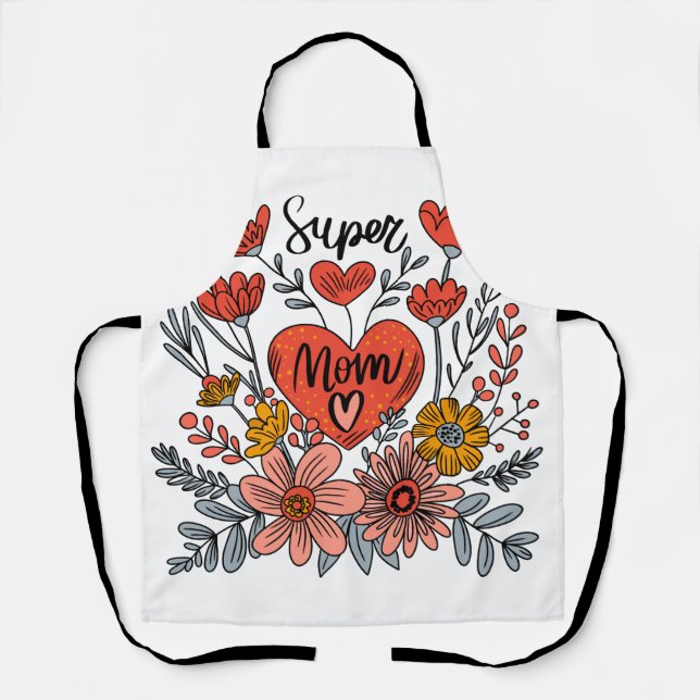 Delantal Super Mom Floral Apron (Anverso)