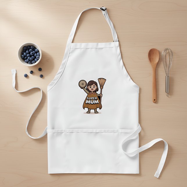 Delantal Super Mum Apron – Funny Kitchen Apron for Mom (Subido por el creador)