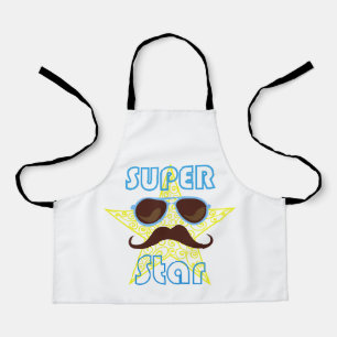 Delantal Super Star con gafas de sol y bigote