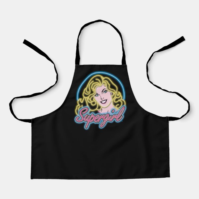 Delantal Supergirl Retro Neon Lights Graphic (Anverso)
