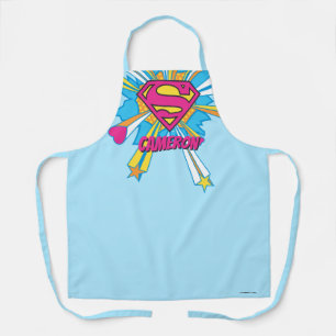 Delantal Superman Stylized   Logo Rosa con corazón