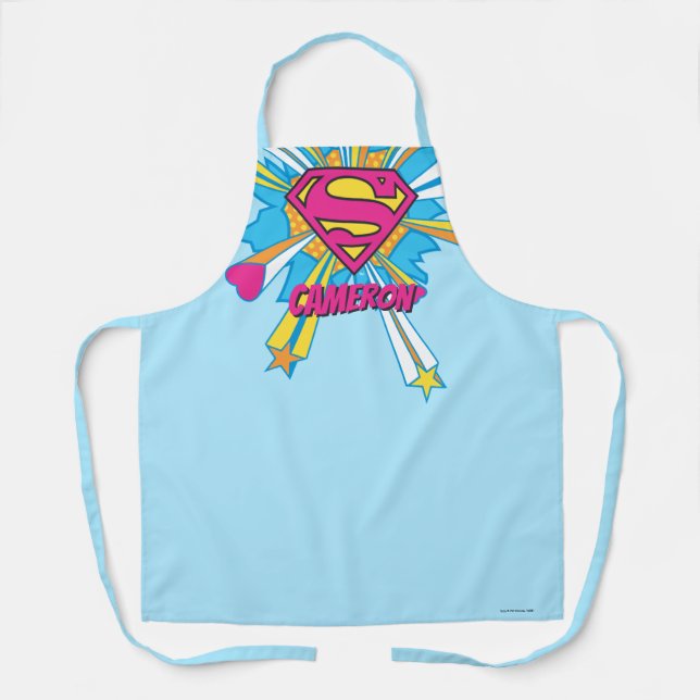 Delantal Superman Stylized | Logo Rosa con corazón (Anverso)