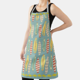 Delantal Surfboard, Hibiscus Flowers Stripes Stitps