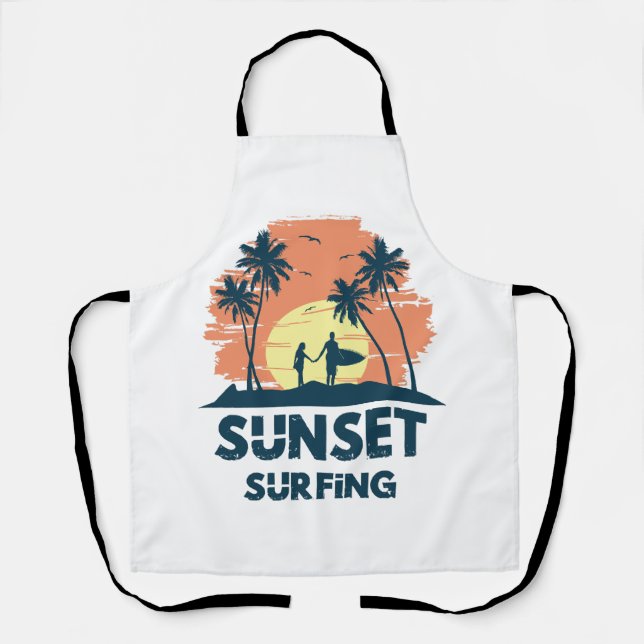 Delantal Surfing - Surfing al atardecer (Anverso)